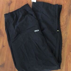 NWT Nylon Fila zippered bottom athletic pants joggers wide leg. Size L